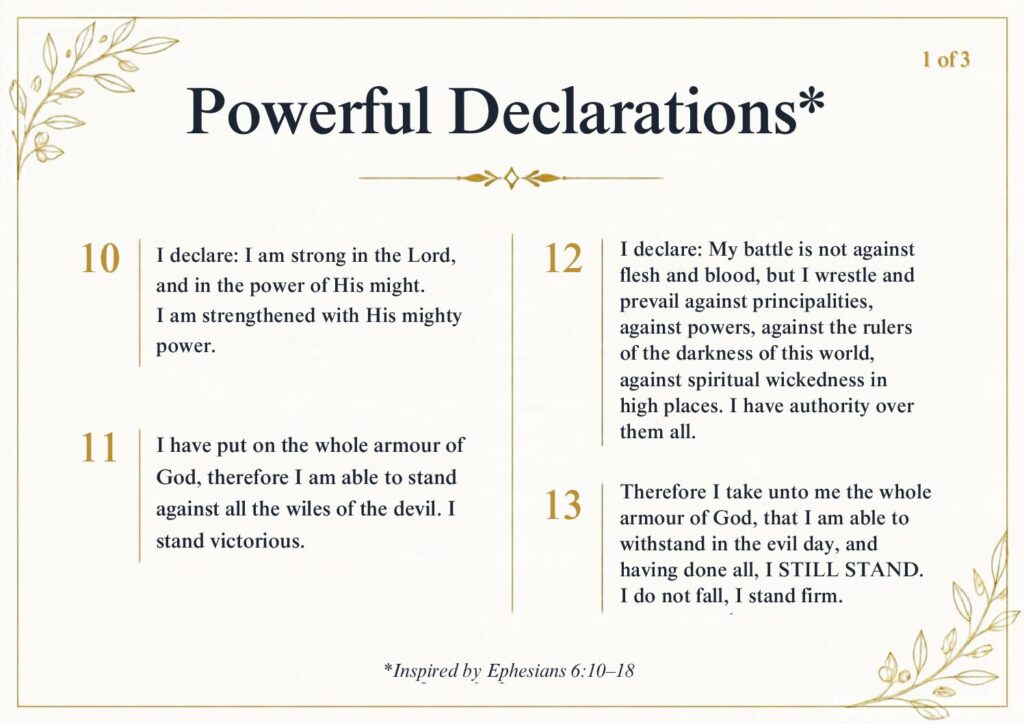 Powerful Declarations inspired by Ephesians 6