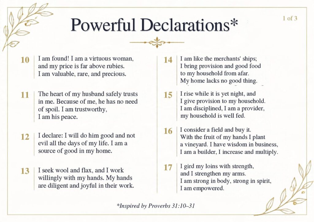 Powerful Declarations inspired by Proverbs 31