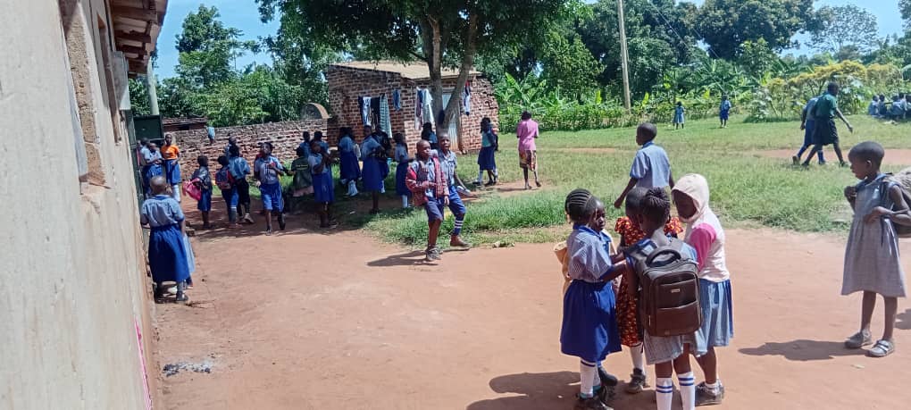 Pupils in a schoolyard in Uganda