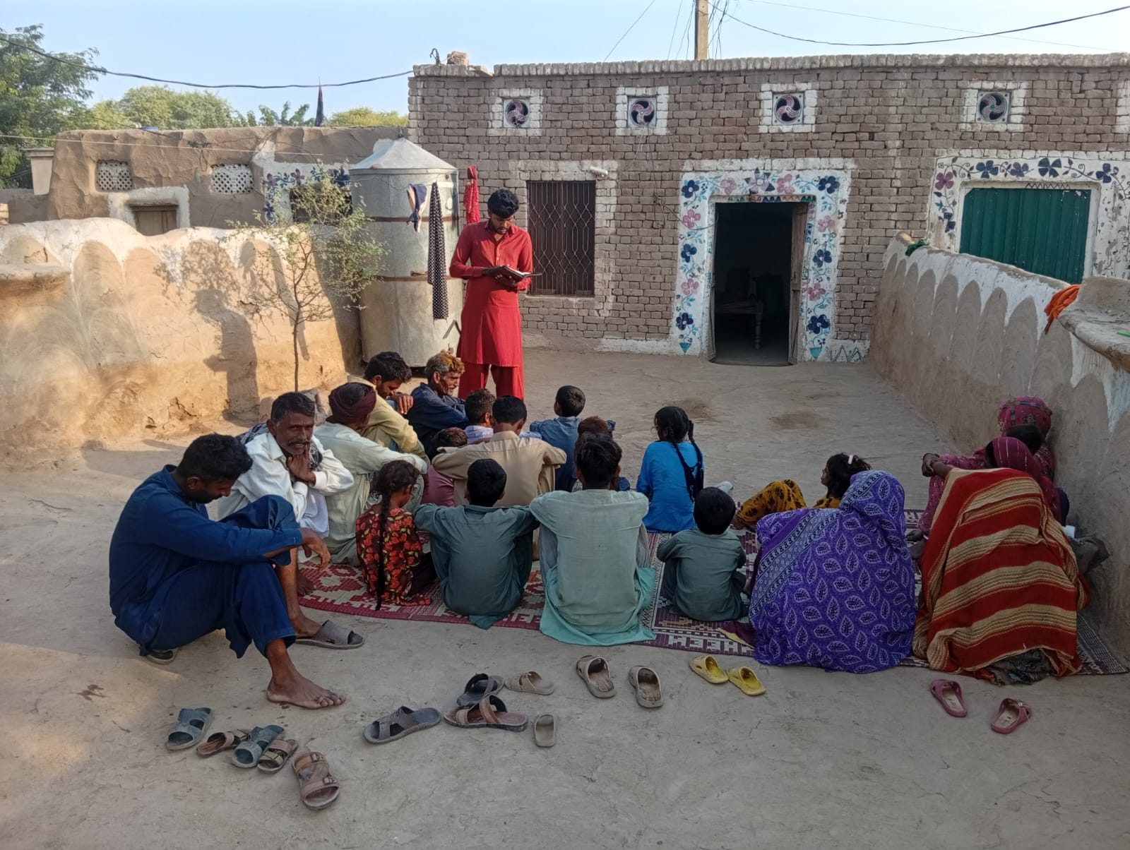 A Bible study in a village courtyard in Punjab